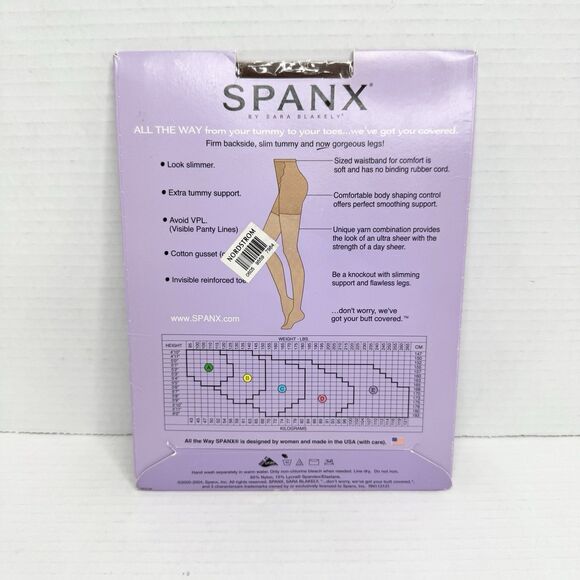 Vtg All The Way Spanx by Sara Blakely Full Length Pantyhose Cocoa Brown Size C - Picture 9 of 9